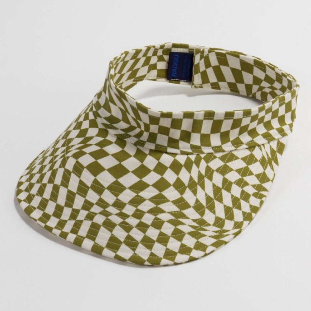 BAGGU Trippy Checker Moss Visor
